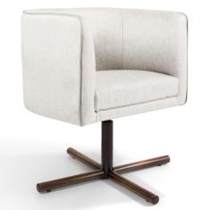 Poltrona Decorativa Giratória Base Xis Madeira Betina A-48 Linho Flocos - Domi