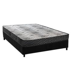 Cama Box Casal: Colchão Espuma D45 Paropas Pasquale Wave Black + Base 