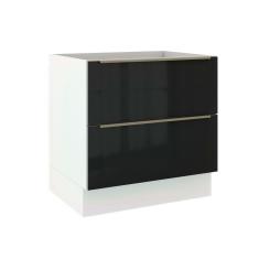 Balcão Madesa Lux 80 cm 2 Gavetas - Branco/Preto