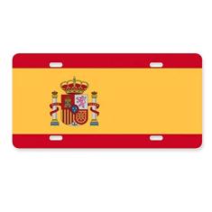 DIYthinker Placa de carro com bandeira nacional da Espanha para decoração de carro em aço inoxidável