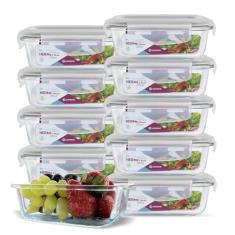 Conjunto 10 Potes Vidro Hermético Marmita Mantimentos 370ml