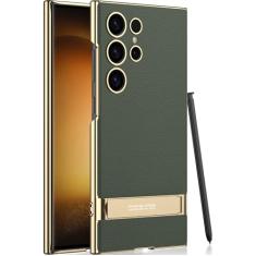 SOUTEM Capa de couro ultra vegano para Samsung Galaxy S23 com suporte ajustável de 4 modos, cabo macio e flexível, luxuoso, vegano, fino, protetor à prova de choque para Samsung Galaxy S23 Ultra