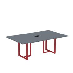Mesa de Reunião Retangular com Power Box 200x90cm Mr2000p25tub Grafito/Vermelho