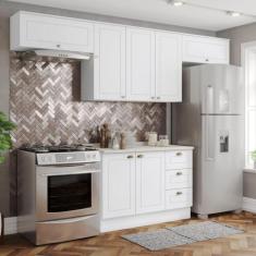 Cozinha Completa Americana 7 Portas 3 Gavetas com Tampo 100% Mdf Branc