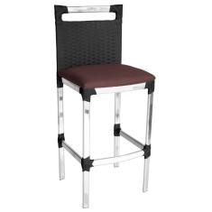Banqueta Alta Vigor Em Alumínio E Fibra Sintética Preto/marrom