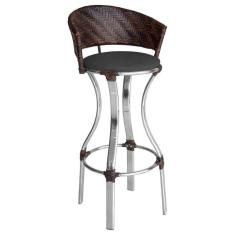 Banqueta Alta Conforto De Alumínio E Fibra Sintética Pedra Ferro/preto