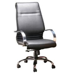 Cadeira Presidente Luxuosa Com Braços Cromados Chief Preto