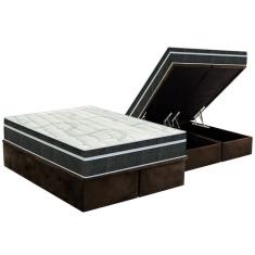 Conjunto Box Baú Queen: Colchão Molas Orthoflex Bonnel Venezia + Base CRC Suede Brown (158x198)