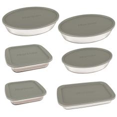 Conjunto de Assadeiras em Vidro com Tampa Plástica Marinex – 6 Peças 