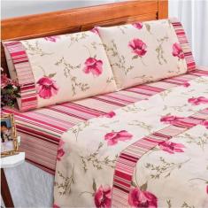 Jogo de Cama Lençol Casal Queen Estampado 4 Peças - Estampas Sortidas 