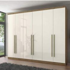 Guarda Roupa Casal 6 Portas 3 Gavetas Melvin Espresso Móveis Rústico/Off White