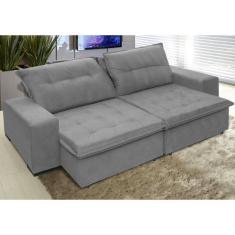 Sofá Austrália 2,12 Mts Retrátil e Reclinavel Tecido Suede Pluma Cinza - Moveis Marfim