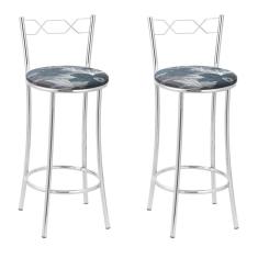 Kit 2 Banquetas Cromadas Bc51-b E510 Cromado/Azul