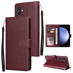 Capa carteira para Samsung Galaxy S23 FE, 3 compartimentos para cartão e 1 compartimento para dinheiro com suporte, capa protetora clássica de couro com alça magnética flip para Galaxy S23 FE 6,4