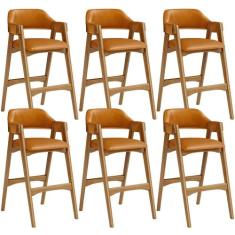 Kit 06 Banquetas Altas Para Cozinha Sala de Jantar Bar Suran L02 mater