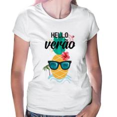 Baby Look Hello Verão - Foca na Moda, Branco, P