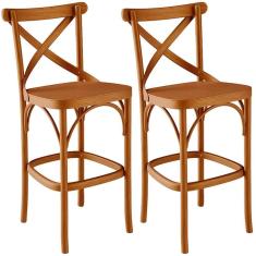Kit 02 Banquetas Altas Cozinha Bancada Bar Sala De Jantar ávila L02 Madeira Maciça - Lyam