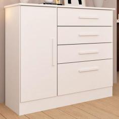 Cômoda Chicago 1 Porta 4 Gavetas Neve - Tcil Móveis, Branco, Moderno