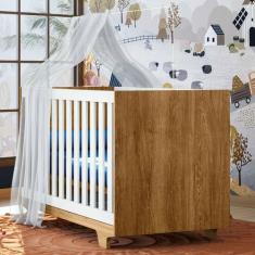 Berço Mini Cama Life 100% Mdf com Colchão Branco/Ypê - Tigus, Marrom