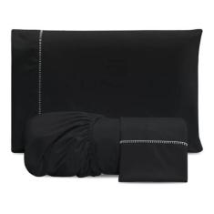 Lençol Casal Padrão 3 Peças 400 Fios Ponto Palito Percal Toque Macio -