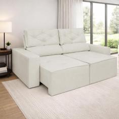 Sofá 2 Lugares Retrátil Reclinável 1,50m Bege  Confortável e Elegante 