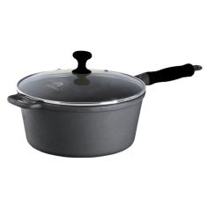 Caçarola Ferro Cabo Silicone Preto Tampa Vidro 4,1 L 24cm