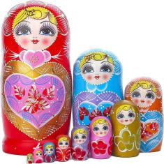 Bonecas de nidificação russas 10pcs Matryoshka empilhamento de madeira aninhado
