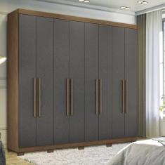 Guarda-roupa 8 Portas 4 Gavetas Master New com Pés Jatobá/Grafite