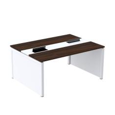 Mesa de Plataforma Dupla para 2 Pessoas Corporativa 140x140/2p Walnut/Cinza