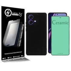 Capa  case Silicone Premium aveludada + Películaula Ceramica Para Moto