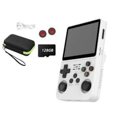 r36s 128GB Console de jogos portátil retrô,r36s video game portatil，chip RK3326 integrado, usando sistema Arkos 2.0, 3500 mAh, mais de 39.000 jogos,tela IPS de 3,5 polegadas (Branco)