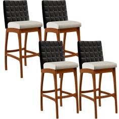 Kit 04 Banquetas Altas B04 Preto Champagne