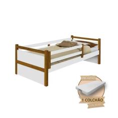 Cama Infantil com Colchão Solteiro Bianca Divaloto - Branco/amêndoa, B