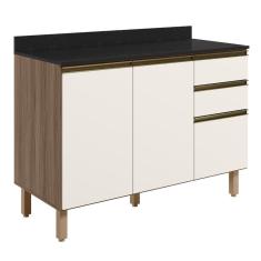 Balcão De Cozinha Com Tampo 120cm Maly N03 Carvalho-off White - Mpozenato