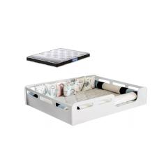 Cama Casal Montissoriana 100% Mdf + Colchão Probel 188x138 -Branca