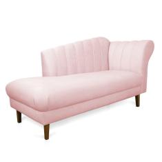 Divã Recife Suede Rosa Bebê 165 Cm Pés Chanfrado Castanho - D`rossi