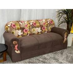 Sofá 3 Lugares Marrom com Floral 603/66 Viena - Alpoim