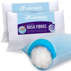 Kit 2 Travesseiro Alto de Espuma Nasa com Conforto Térmico Gelsense e Fibra Siliconada Antialérgico - BF Colchões