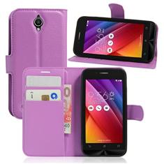 Capa ASUS ZenFone GO/ZC451TG, capa carteira flip de couro PU premium com compartimento para cartão, suporte e fecho magnético [capa interior à prova de choque de TPU] Compatível com ASUS ZenFone