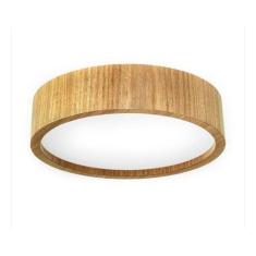 Luminária Plafon Redondo Cilíndrico 30x12cm em Madeira Louro Freijó - 