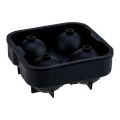 Forma de Gelo com Tampa 4 Esferas 4,5cm Bola em Silicone Preta Weck