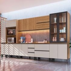 Cozinha Completa Plátano 16 Portas 5 Gavetas Montana/Fumê - Quiditá Móveis