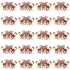 Kit De 20 Conjuntos De Mesa Dobrável 70x70 Com 4 Cadeiras Imbuia - Tarimatã