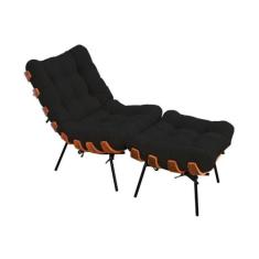 Poltrona com Puff Costela Preta Vallisa Decor - Vallisa Decor 