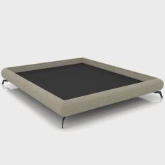 Cama Casal King Base Box Pés de Ferro Estilo Industrial 210cm Otto P05 Linho Bege - Lyam Decor