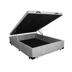 Cama Box Baú Casal 138 Bello Box - Suede Cinza