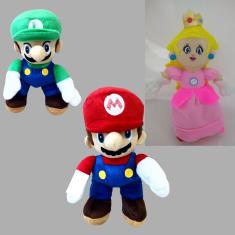 Pelúcias Mario Bros Luigi e Princesa - 03 Personagens