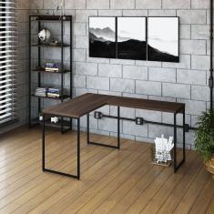 Escrivaninha L Estilo Industrial 120x140cm Dynamica Yescasa Nogal / Preto