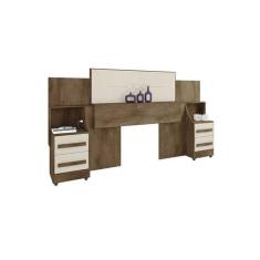 Cabeceira De Casal Síria Freijó Com Off White  RV Móveis