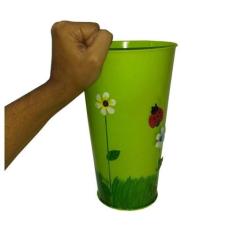 Vaso Balde Metal Enfeite Jardim Quintal Varanda Joaninha - BRASLU